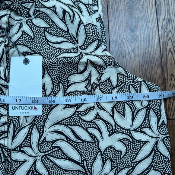 UNTUCKit Amara Dress Large Black White Drop Waist Sleeveless Button Up Linen - Picture 6 of 14